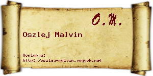 Oszlej Malvin névjegykártya